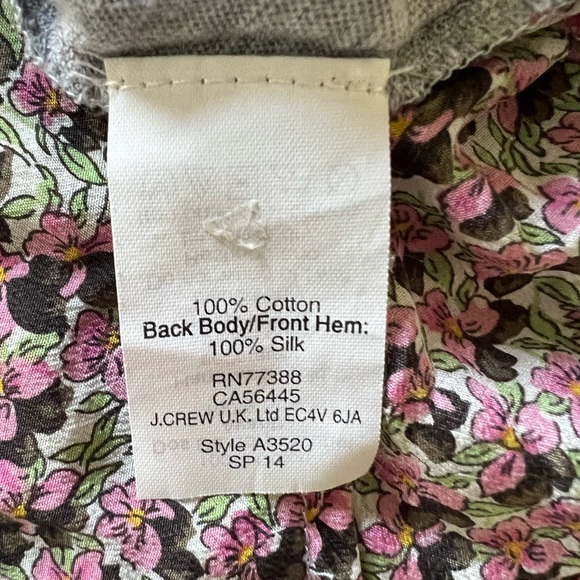 J. Crew Gray and Floral Mixed Medium T Shirt - Picture 5 of 5